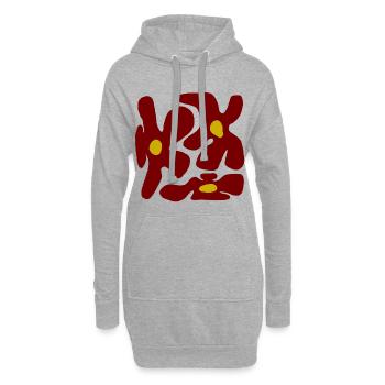 Rote Blumen Organisches transparentes Design -V2 - Hoodie-Kleid - Grau meliert - Vorne