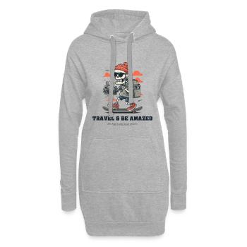Reise-Skelett mit Kamera - Hoodie-Kleid - Grau meliert - Vorne