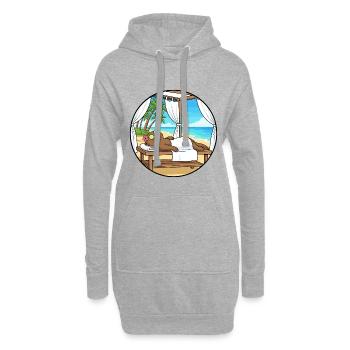Spa de plage Loutre Art relaxant - Sweat-shirt à capuche long Femme - gris chiné - Devant