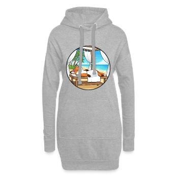Strand-Spa Fuchs-Tier-Entspannungskunst - Hoodie-Kleid - Grau meliert - Vorne