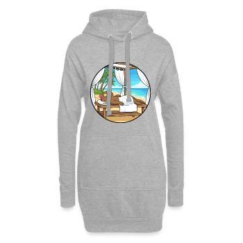 Spa de plage Loutre Art relaxant - Sweat-shirt à capuche long Femme - gris chiné - Devant