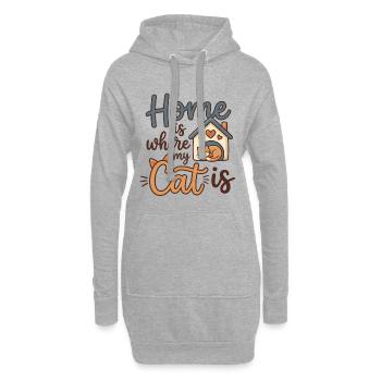 Chez moi, c’est là où est mon chat – motif de chat mignon - Sweat-shirt à capuche long Femme - gris chiné - Devant