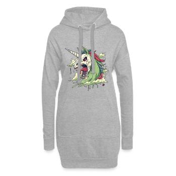 Einhorn Schädel Chaos - Hoodie-Kleid - Grau meliert - Vorne