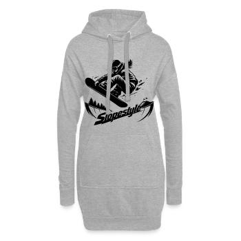Slopestyle Snowboard Action in den Bergen - Hoodie-Kleid - Grau meliert - Vorne