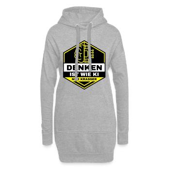 Denken ist wie KI – nur krasser - Hoodie-Kleid - Grau meliert - Vorne