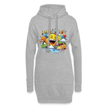 Motif de bande dessinée La Joie du Soleil - Sweat-shirt à capuche long Femme - gris chiné - Devant