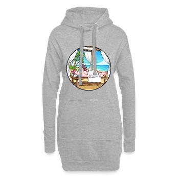 Spa plage Poisson Axolotl Art relaxant - Sweat-shirt à capuche long Femme - gris chiné - Devant