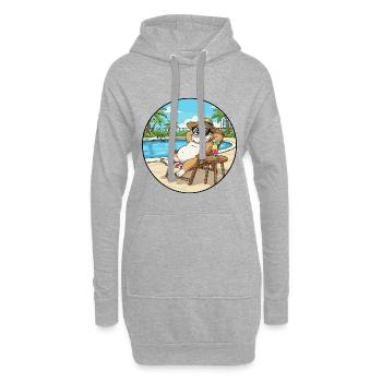 Art d’été du chien Bulldog se détendant à la piscine - Sweat-shirt à capuche long Femme - gris chiné - Devant