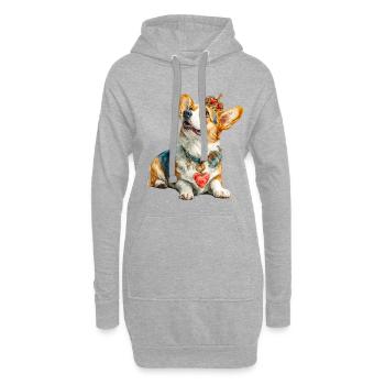 Royal Corgi - Sweat-shirt à capuche long Femme - gris chiné - Devant