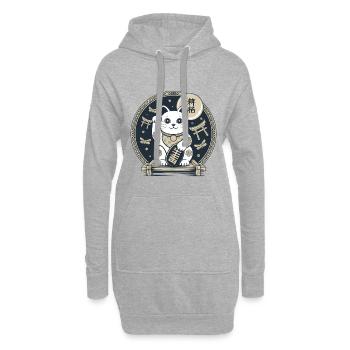 Maneki Neko Nachtmedaillon - Hoodie-Kleid - Grau meliert - Vorne