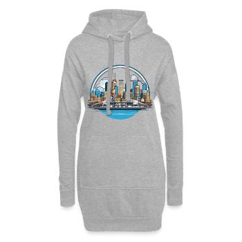Silhouette de la ville et pont en cercle - Sweat-shirt à capuche long Femme - gris chiné - Devant
