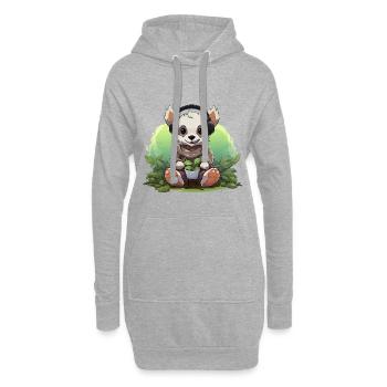 Plantation de pandas casque - Sweat-shirt à capuche long Femme - gris chiné - Devant