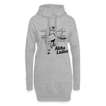 Aloha Ladies Surfer Hund Hawaii Style - Hoodie-Kleid - Grau meliert - Vorne