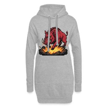 Red Boar Fire Blast Maskottchen Wildschwein - Hoodie-Kleid - Grau meliert - Vorne