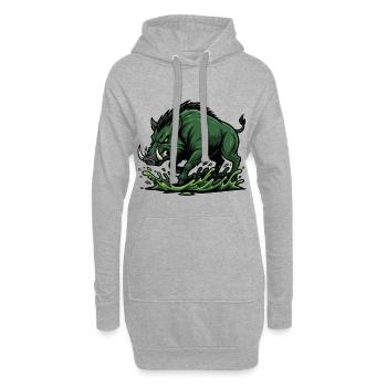 Sanglier Sauvage Charge Mascotte Forêt Wild Boar - Sweat-shirt à capuche long Femme - gris chiné - Devant