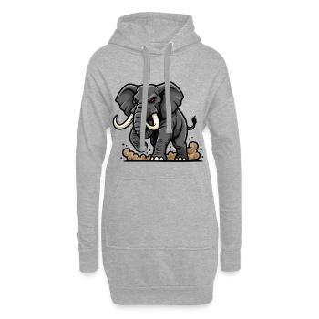 Wild Elephant Charge Maskottchen Elefanten Power - Hoodie-Kleid - Grau meliert - Vorne