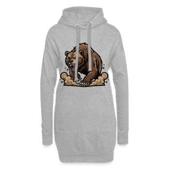Wild Grizzly Bear Charge Maskottchen Grizzly Bear Run - Hoodie-Kleid - Grau meliert - Vorne