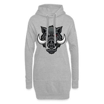 Sanglier Alpha Colère Mascotte Boar Head - Sweat-shirt à capuche long Femme - gris chiné - Devant
