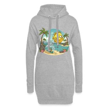 Fischblüte-Tiare-Palmen-Cartoon - Hoodie-Kleid - Grau meliert - Vorne
