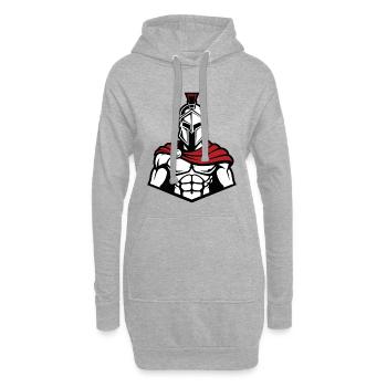 Spartan Muscular Frontal Logo Maskottchen-Gym - Hoodie-Kleid - Grau meliert - Vorne