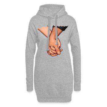 Se tenir la main Proximité connectée - Sweat-shirt à capuche long Femme - gris chiné - Devant