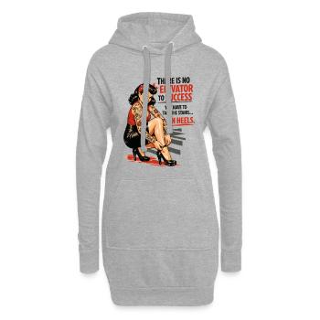 Pin-Up Retro Print: Success in Heels & Tattoos - Hoodie-Kleid - Grau meliert - Vorne