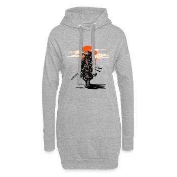 Samurai Sun und Sakura - Hoodie-Kleid - Grau meliert - Vorne