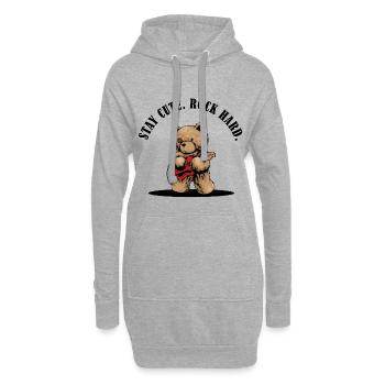 Stay Cute Rock Hard – Teddy mit E-Gitarre - Hoodie-Kleid - Grau meliert - Vorne