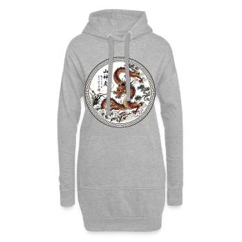 Chinesischer Drache - Hoodie-Kleid - Grau meliert - Vorne