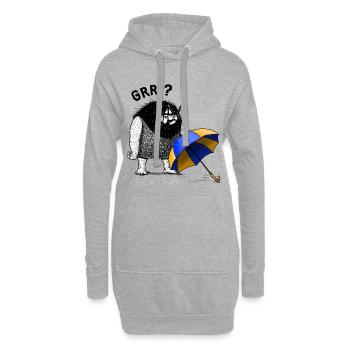Homme des cavernes avec parapluie - Sweat-shirt à capuche long Femme - gris chiné - Devant