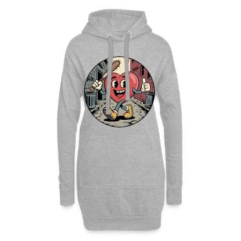 Herzheldengasse Prügel - Hoodie-Kleid - Grau meliert - Vorne