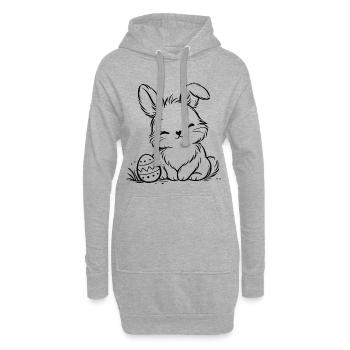 Osterhäschen mit Osterei - Hoodie-Kleid - Grau meliert - Vorne