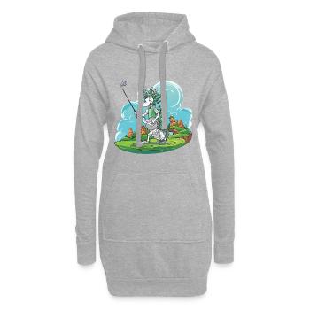 Drachen Golfer auf Grüner Golfbahn - Hoodie-Kleid - Grau meliert - Vorne