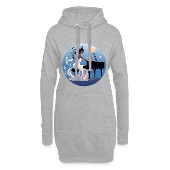 Nuit au clair de lune au Piano Diva - Sweat-shirt à capuche long Femme - gris chiné - Devant