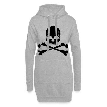 Look de pirate rocker à os croisés de crâne - Sweat-shirt à capuche long Femme - gris chiné - Devant