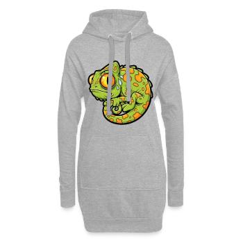 Chamäleon Stressed lustiger Maskottchen-Cartoon - Hoodie-Kleid - Grau meliert - Vorne