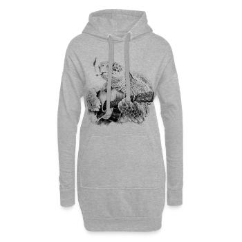 Turtle Blues Gitarrist - Hoodie-Kleid - Grau meliert - Vorne