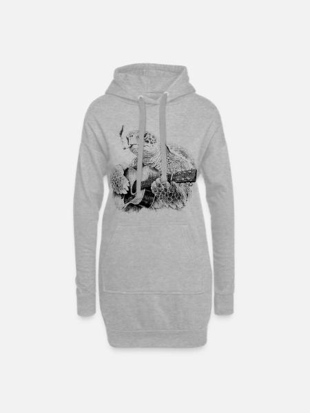 Turtle Blues Guitarist - Hoodie Dress - heather grey
