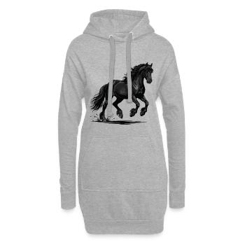Cheval Noir Sauvage Galop Puissance Équestre - Sweat-shirt à capuche long Femme - gris chiné - Devant