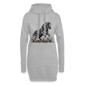 Vintage Horsework Geschirr-Zugpferd - Hoodie-Kleid - Grau meliert - Vorne