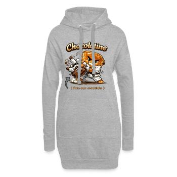 Chocolatine judoka - Sweat-shirt à capuche long Femme - gris chiné - Devant