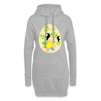 Œufs de Pâques : Lapin de Pâques - Sweat-shirt à capuche long Femme - gris chiné - Devant