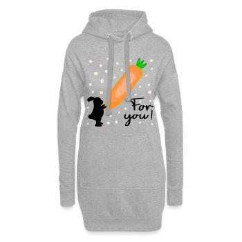 Carotte Lapin de Pâques - Sweat-shirt à capuche long Femme - gris chiné - Devant