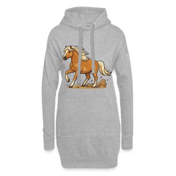 Poney Doré Crinière Blonde Trot Joyeux Équestre - Sweat-shirt à capuche long Femme - gris chiné - Devant