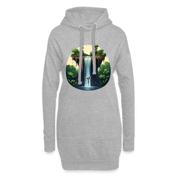 Alien am Wasserfall im Dschungel - Hoodie-Kleid - Grau meliert - Vorne