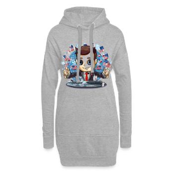 Amerikanische Flaggen TechDJ Motiv - Hoodie-Kleid - Grau meliert - Vorne