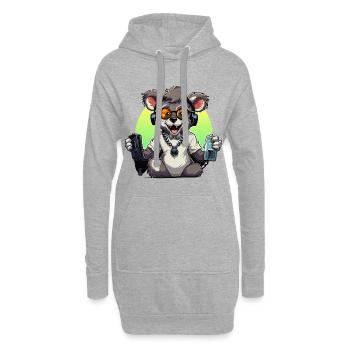Gamer Koala mit Headset - Hoodie-Kleid - Grau meliert - Vorne