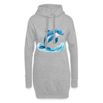 Delfin Wasserkraft Illustration - Hoodie-Kleid - Grau meliert - Vorne