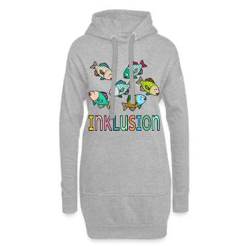 Attitude d’inclusion : Poissons - Sweat-shirt à capuche long Femme - gris chiné - Devant