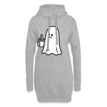 Geist Kaffee Halloween Süßes oder Saures - Hoodie-Kleid - Grau meliert - Vorne